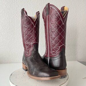 Rod Patrick Mens Cowboy Boots 14.5B Brown Mocha Bison Leather Square Toe Western